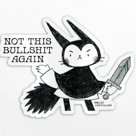 This annoyed lil cutie is from my zine, No Dragons No Kings, (Don't worry, I actually love dragons, we're just using them as shorthand for oligarchs) That zine is available in the zine section if you're interested in that as well. 

✨ Details:
• Size: approx. 2.4” tall
• glossy finish
• Waterproof & scratch-resistant
• Great for goth girls, witchy souls, and animal lovers with attitude
