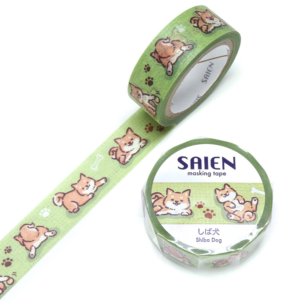 Cinta adhesiva washi con forma de perro Shiba