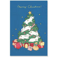 This postcard is packed with the unique world of Shinako Moriyama, where the rabbits have become decorations on the Christmas tree. It features a beautiful gold leaf message. These are warm postcards brighten up your Christmas atmosphere.