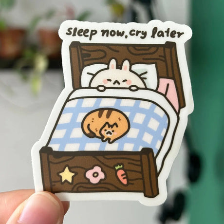 Funny vinyl sticker reminding you to take a break and leave the stress for tomorrow.

Dishwasher safe
Size:&nbsp;2.5” x 2.7”
Soft matte vinyl