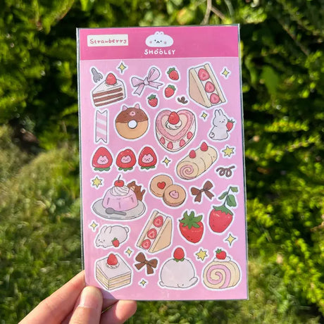 Matte vinyl sticker sheet
Size: ~ 4 x 6 inches (10cm x 15cm) backing card 4 x 6.7 inch.
Each sheet has roughly 30 individual stickers.