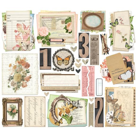 Enjoy a pack of 28 different large die cut ephemeras inspired by vintage items to add an elegant touch to all your journal pages. Suitable for junk journaling, scrapbooking, and more creative arts!