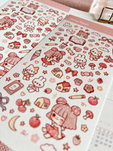 Cherry Rabbit Sketch Doodles Sticker Sheet