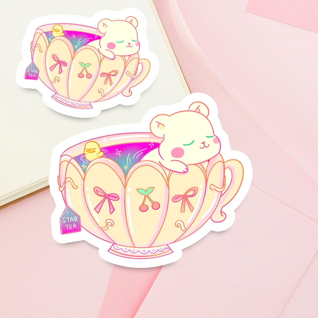 Sleepy Bear in Star Tea Sticker