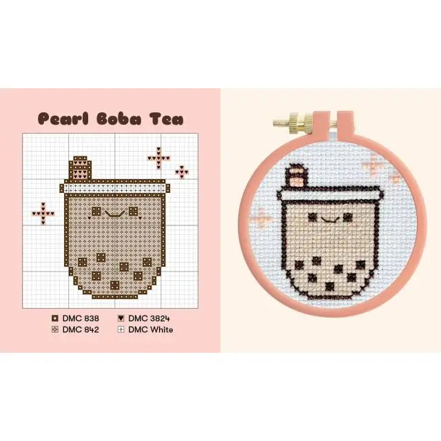 Smoko characters have never been cuter! This mini kit includes everything you need to create 4 x 4 inch embroidered cross-stitch crafts. Includes everything you need to make 3 projects including a 3-inch embroidery hoop in which to stitch and display designs, 2 tapestry needles, 7 skeins of embroidery floss, and 3 pieces of 4 x 4 inch cotton Aida cloth. Fully illustrated mini book (2-1/2 x 3 inches) with simple cross-stitching instructions and 4 easy patterns (Barry Toast, Lil B Dumpling, Tayto Potato, Pear