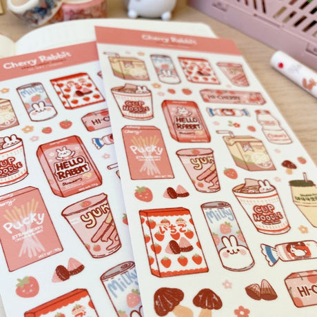 Cherry Rabbit Snacks Sticker Sheet
