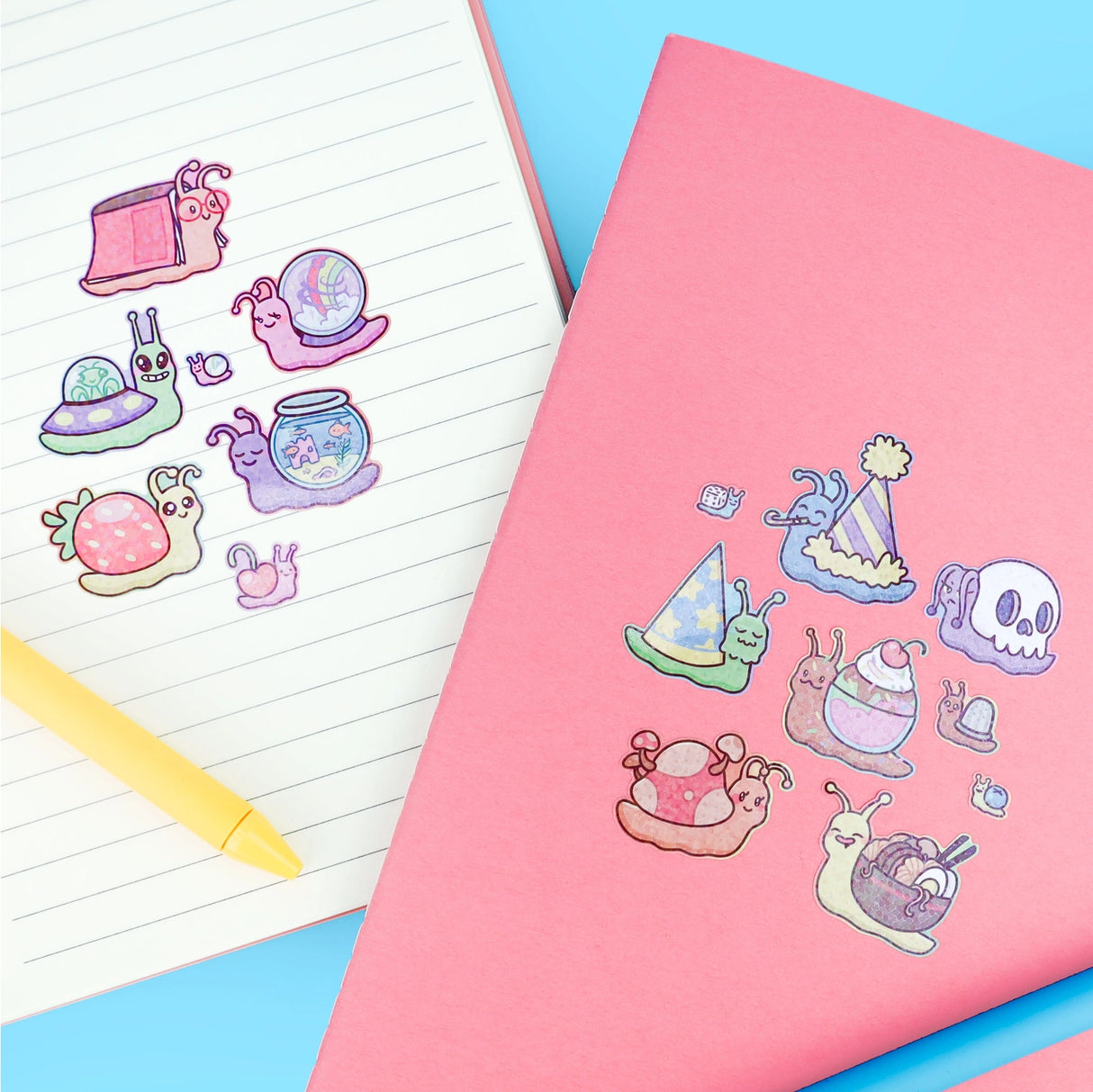 🐢 Our Kiss Cut Sticker Sheets are 4 inches by 6 inches and include one (1) sheet per package, with 10 to 20 individual waterproof, stickers on each.&nbsp;

🐢 Each sheet is enclosed in a sleeve with an art backing card and are retail-ready!

🐢 Stick them on water bottles, laptops, cars, coolers, helmets, skateboards, or just about any flat surface you can think of.&nbsp;