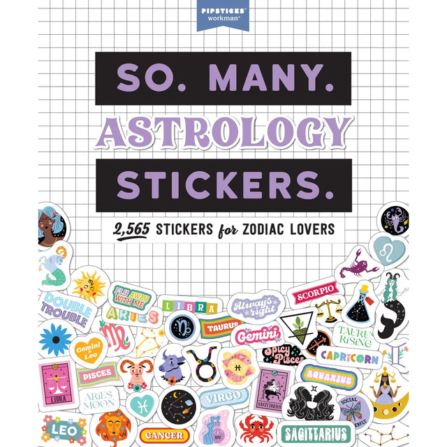 So. Many. Astrology Stickers. features 2,565 fun and trendy stickers that celebrate all zodiac signs. What's your zodiac sign? And how about your moon and rising signs? This magical sticker book will help you sticker all the things with your iconic personality traits (Aries = ambitious), empowering phrases (If you want it done right, ask a Taurus), and compatibility (Libra ♥ Gemini), plus cute symbols, constellations, and more. All perfect for decorating notes and birthday cards, planners, and journals.
