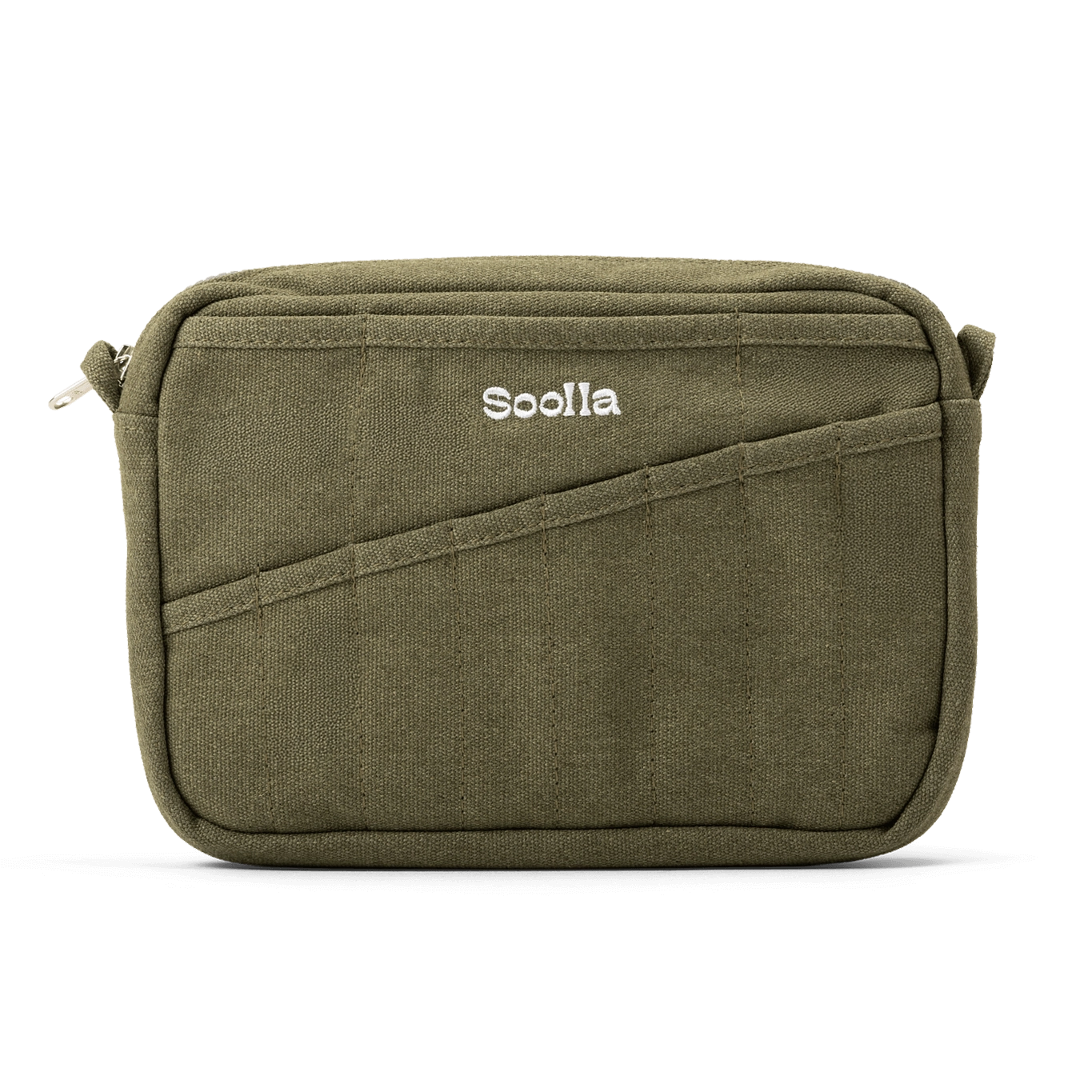 Features &amp; Specs

Front layout: 8 slanted pockets + 3 directly behind
Interior: Main compartment fits an A5 notebook; two open compartments on each wall
Back panel: 3 wide exterior pockets + one full-length slip pocket&nbsp;
Quick-drying duck canvas — sturdy, breathable, and machine-washable
Convertible design — hooks for your own strap or a Soolla strap (coming soon)&nbsp;
Structured silhouette — holds its shape even when lightly packed
Full-width YKK zipper — smooth and durable
Compact profile — fits 