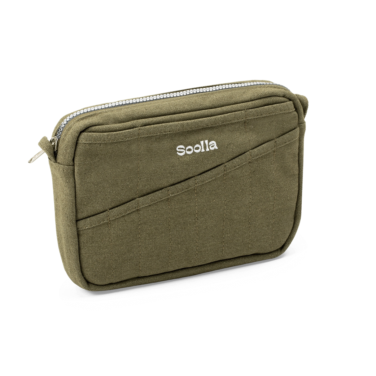 Features &amp; Specs

Front layout: 8 slanted pockets + 3 directly behind
Interior: Main compartment fits an A5 notebook; two open compartments on each wall
Back panel: 3 wide exterior pockets + one full-length slip pocket&nbsp;
Quick-drying duck canvas — sturdy, breathable, and machine-washable
Convertible design — hooks for your own strap or a Soolla strap (coming soon)&nbsp;
Structured silhouette — holds its shape even when lightly packed
Full-width YKK zipper — smooth and durable
Compact profile — fits 