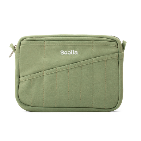 Features &amp; Specs

Front layout: 8 slanted pockets + 3 directly behind
Interior: Main compartment fits an A5 notebook; two open compartments on each wall
Back panel: 3 wide exterior pockets + one full-length slip pocket&nbsp;
Quick-drying duck canvas — sturdy, breathable, and machine-washable
Convertible design — hooks for your own strap or a Soolla strap (coming soon)&nbsp;
Structured silhouette — holds its shape even when lightly packed
Full-width YKK zipper — smooth and durable
Compact profile — fits 