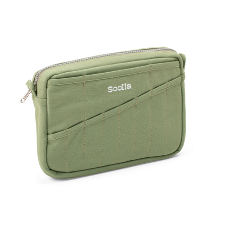 Features &amp; Specs

Front layout: 8 slanted pockets + 3 directly behind
Interior: Main compartment fits an A5 notebook; two open compartments on each wall
Back panel: 3 wide exterior pockets + one full-length slip pocket&nbsp;
Quick-drying duck canvas — sturdy, breathable, and machine-washable
Convertible design — hooks for your own strap or a Soolla strap (coming soon)&nbsp;
Structured silhouette — holds its shape even when lightly packed
Full-width YKK zipper — smooth and durable
Compact profile — fits 