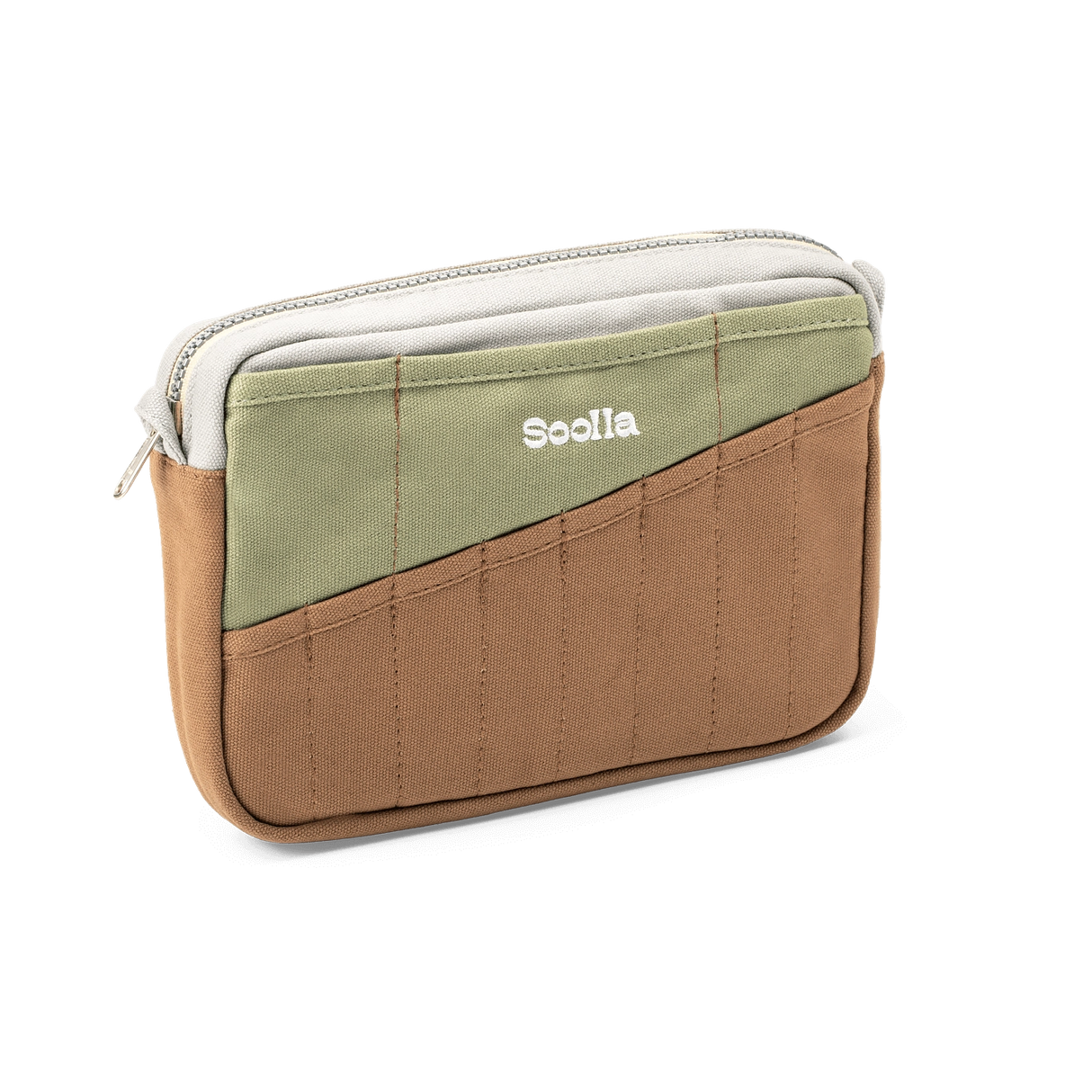 Features &amp; Specs

Front layout: 8 slanted pockets + 3 directly behind
Interior: Main compartment fits an A5 notebook; two open compartments on each wall
Back panel: 3 wide exterior pockets + one full-length slip pocket&nbsp;
Quick-drying duck canvas — sturdy, breathable, and machine-washable
Convertible design — hooks for your own strap or a Soolla strap (coming soon)&nbsp;
Structured silhouette — holds its shape even when lightly packed
Full-width YKK zipper — smooth and durable
Compact profile — fits 