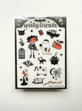 The Spooky Friends sticker sheet has illustrations by Shelley Couvillion. I draw everything myself! No AI here. This set pairs perfectly with the Pumpkin and Spice stamp washi tape. Perfect for journaling, especially for those of us with a goth or fantasy or dark academia aesthetic. Or maybe if you just love Halloween all year long. Spooky Cute humans assemble!