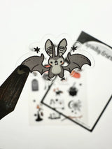 The Spooky Friends sticker sheet has illustrations by Shelley Couvillion. I draw everything myself! No AI here. This set pairs perfectly with the Pumpkin and Spice stamp washi tape. Perfect for journaling, especially for those of us with a goth or fantasy or dark academia aesthetic. Or maybe if you just love Halloween all year long. Spooky Cute humans assemble!