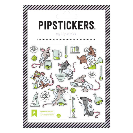 PipStickers are the PERFECT gift for the sticker lover in your life - even if it's you! These unique PVC designs with holographic silver foil accents come on a clear backing and cannot be found anywhere else.

Includes one 4" x 4" sheet of Squeaky Scientists PipStickers and includes the Pipsticks manifesto.