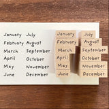 Stamp Marche Planner Wooden Stamp Set - Months

Add a touch of charm and structure to your planning with this weekday wooden stamp set. Perfect for journals, planners, calendars, and creative projects, these stamps make it easy to mark days of the week with a neat, consistent look. Whether you're organizing schedules, creating weekly spreads, or decorating your planner, this set adds both function and personality to your routine.

Made in Japan with high‑quality wood and rubber, it delivers crisp impression