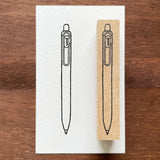 Stamp Marche Uni-ball One Wooden Stamp Rubber stamp with a pen design on a wooden surface