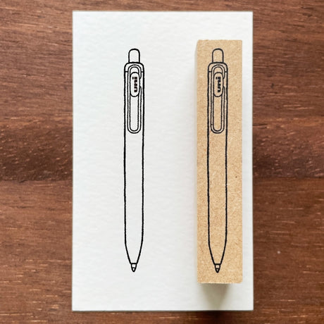 Stamp Marche Uni-ball One Wooden Stamp Rubber stamp with a pen design on a wooden surface