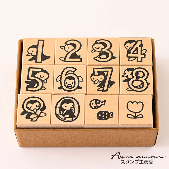 Stamp Studio Avec Amour Ai Number Stamp - Penguin