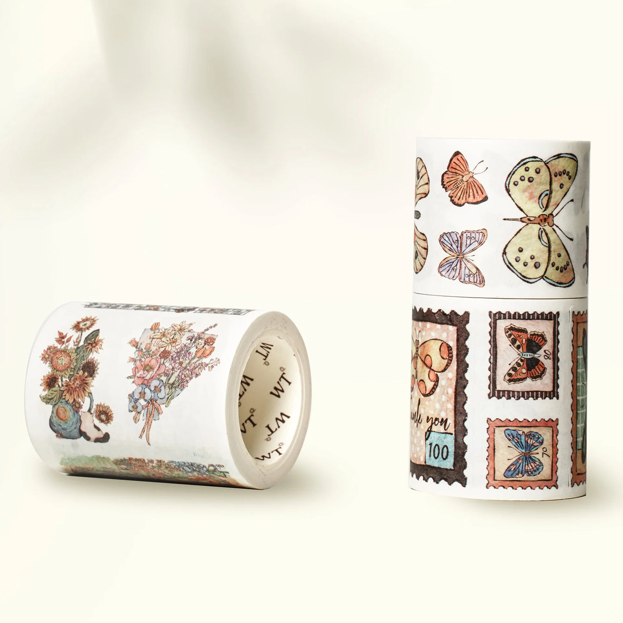 Love butterflies? Obsessed with vintage stamps? This one’s for you. Our Stamped Wings Washi Tape Sticker Set brings together dreamy butterflies, delicate florals, and charming postal vibes — all wrapped up in a washi tape that peels off like stickers! Perfect for decorating letters, journals, planners, or anything else that could use a flutter of whimsy and a sprinkle of nostalgia.

Brand: WT (The Washi Tape Shop)
3 piece washi sticker set
Width: 40mm x 1; 50mm x 1; 60mm x 1
Length: 5 meters