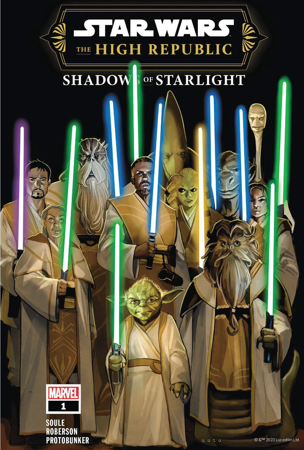 From the early adaptation of Star Wars: A New Hope in the 1970s through comics of the 1980s, 1990s, and 2000s, to the thrilling new adventures and characters of today, this box set of 100 collectible postcards showcases the best comic book covers to celebrate a galaxy far, far away . . .

 The Star Wars comic series has been one of the most popular comics since its first issue debuted in 1977. Beloved by fans for its supplemental storytelling and galaxy-building, the series has introduced numerous character