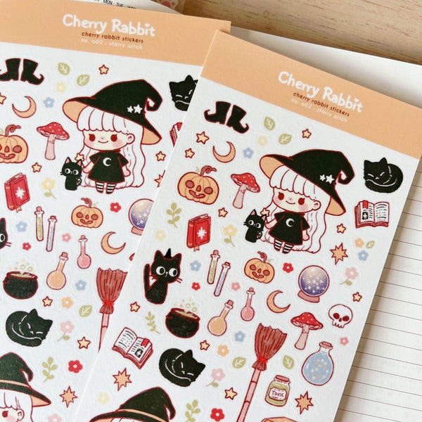 Cherry Rabbit Starry Witch Washi Sticker Sheet
