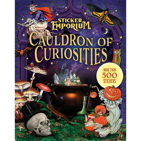 Sticker Emporium Cauldron of Curiosities Sticker Book Sticker book cover titled 'Cauldron of Curiosities' with Halloween-themed illustrations.