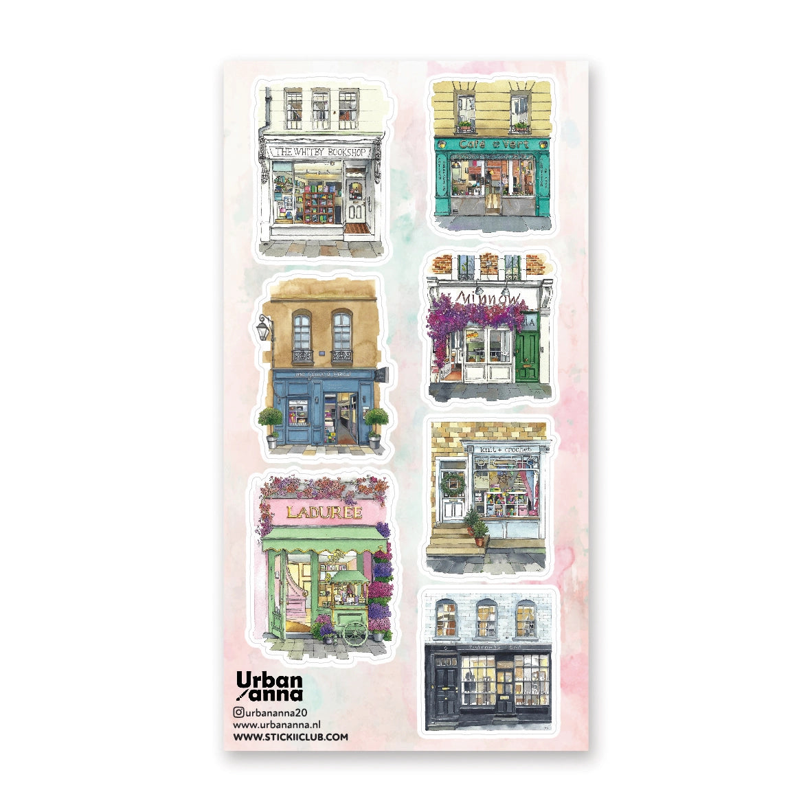 Stickii Watercolor Storefronts 2 Sticker Sheet