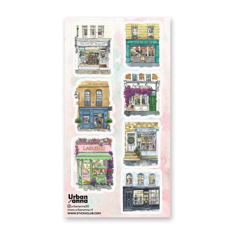 Stickii Watercolor Storefronts 2 Sticker Sheet