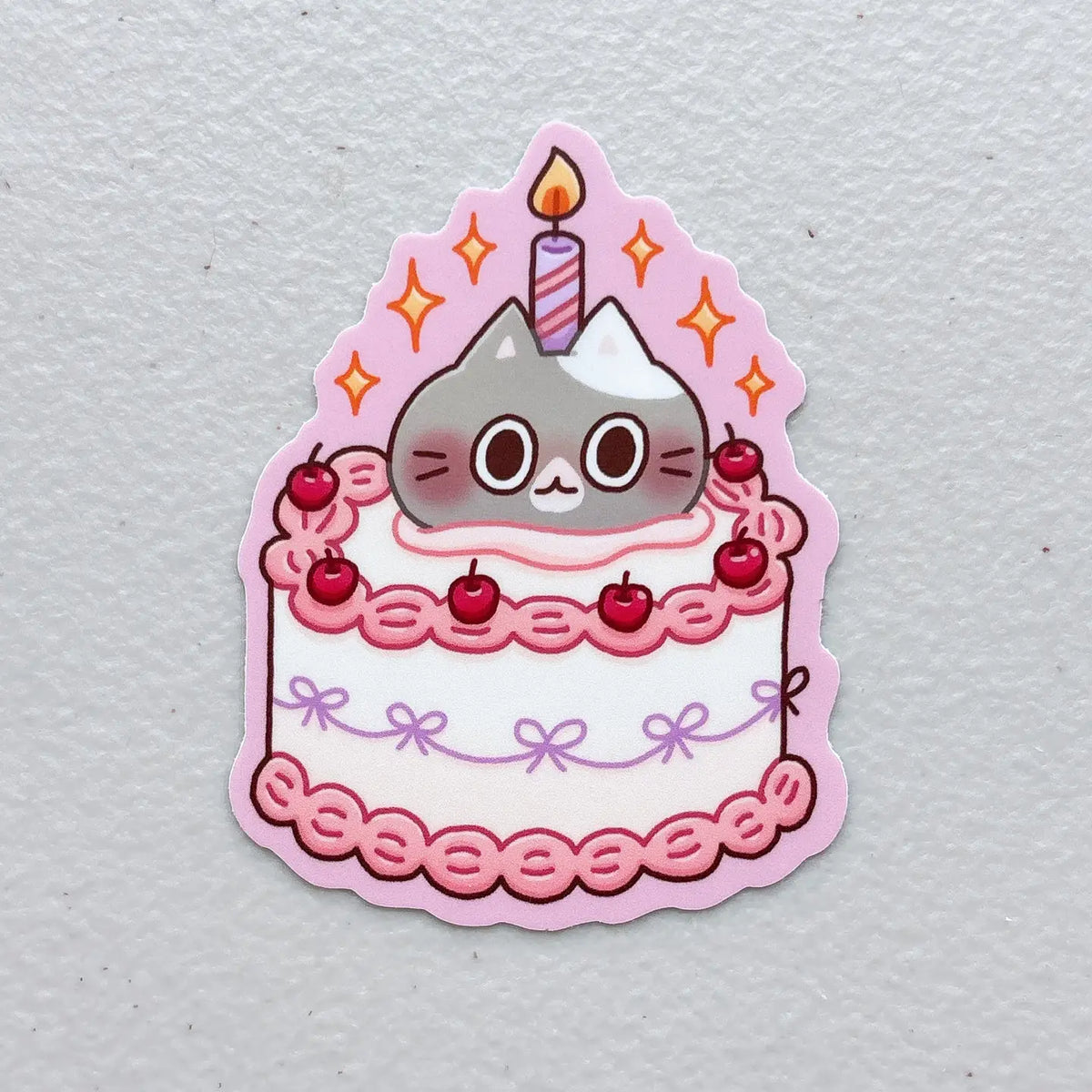 StickyRiceCo - Birthday Cake Gray Cat Vinyl Sticker

Leftovers from our 28th birthday event! These heavy duty waterproof vinyl stickers are perfect for decorating any laptop, water bottle, iPad case, notebook cover, etc!

Details:

Heavy duty vinyl
Waterproof
Dimensions of sticker: approx 2.3 x 3 in