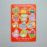 StickyRiceCo - Cute Cat Volume 3 Sticker Sheet

A highly requested item is here! All cat stickers in volumes 1-3 are now available in sticker sheet form! These 4x6 inch matte sticker sheets are waterproof, dishwasher safe, and extremely durable. Each sheet has 12 unique cat stickers! Perfect for cat lovers.

Product Details:

• Size: 4 x 6 inches
• Stickers: 12 kiss cut stickers per sheet
• Material: Matte vinyl
• Features: Waterproof, dishwasher safe, fade and scratch resistant
• Edges: Rounded edges for s