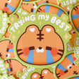 StickyRiceCo - Trying My Best Crying Tiger Vinyl Sticker

Poor tiger is just trying his best! This cute heavy duty waterproof vinyl sticker is perfect for decorating any laptop, water bottle, iPad case, notebook cover, etc!

Details:

Heavy duty vinyl
Waterproof
Dimensions of sticker: approx &nbsp;2.8 x 2.4 in