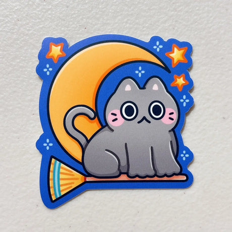 BOO! Halloween cat stickers are back! We've upgraded the designs and increased the number of costumes! Each sticker is available individually or in a set of 9 for a cheaper per each price. These heavy duty waterproof vinyl stickers are perfect for decorating any laptop, water bottle, iPad case, notebook cover, etc.

Details:

Heavy duty vinyl
Waterproof&nbsp;
Broomstick Cat: 2.7 x 3 in