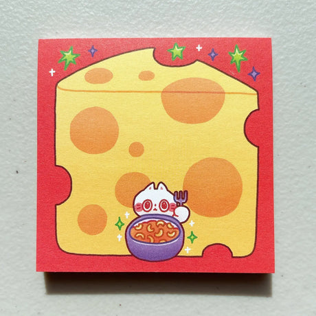 New memo pads featuring cute cats with cheese designs!&nbsp;

Details&nbsp;

Approx 3.5 in x 3.5 in square
48 pages each
Printed on 70lb/105gsm paper
Backed with thick recycled cardstock backing
NOT sticky!
