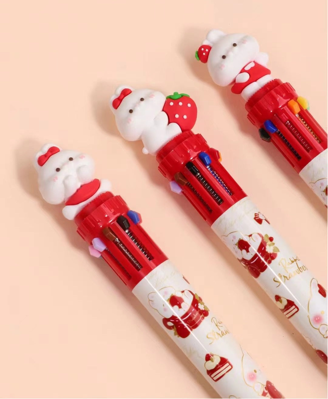 Strawberry Bunny Retractable Ballpoint Pen 0.7mm - 10 Colors