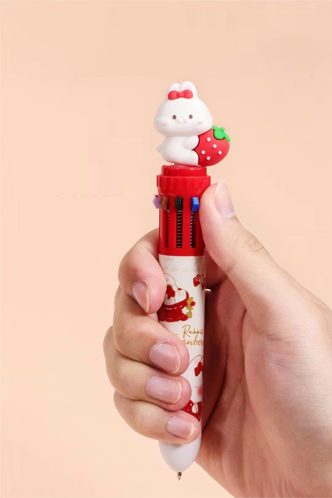 Strawberry Bunny Retractable Ballpoint Pen 0.7mm - 10 Colors