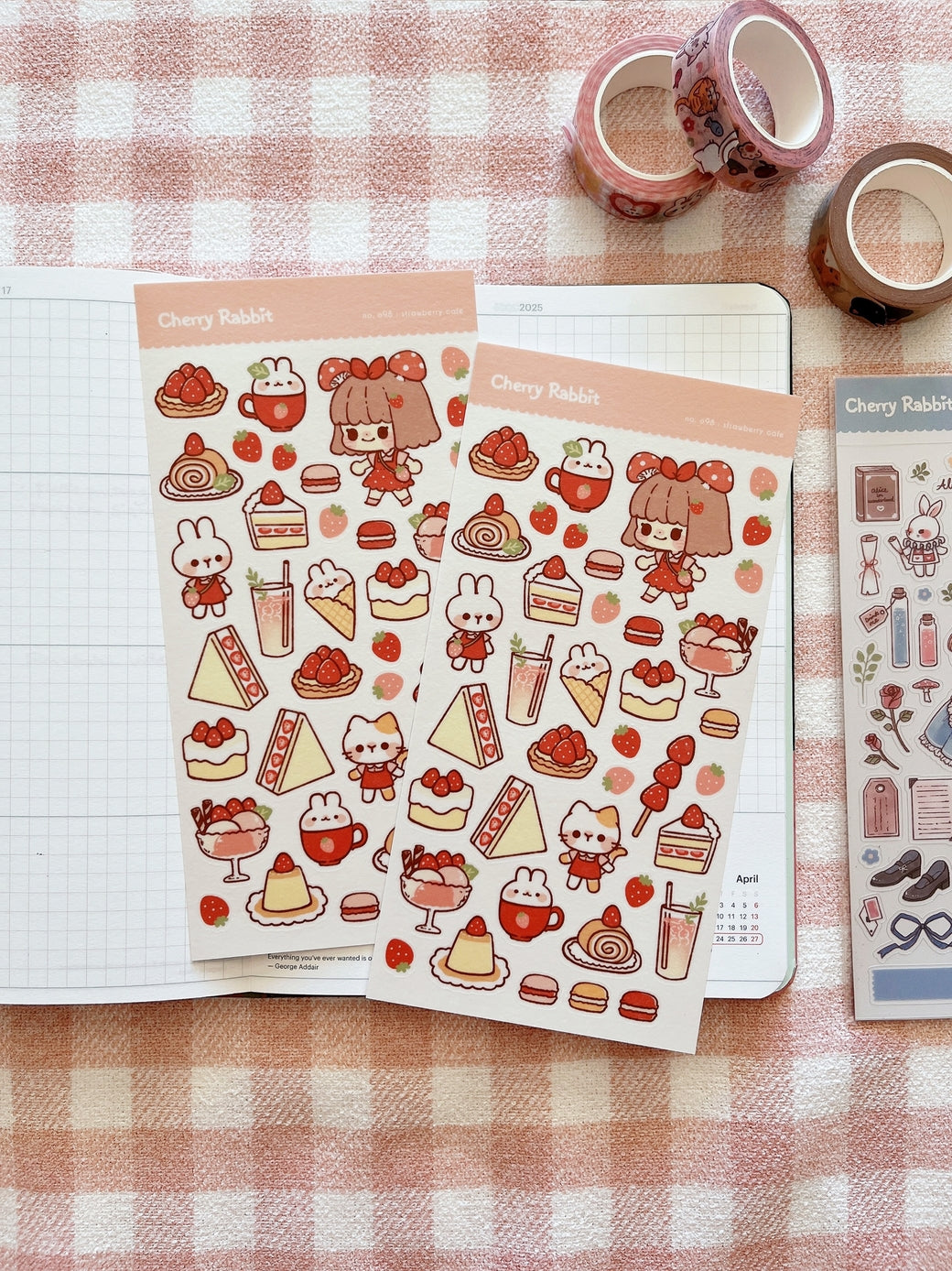 Cherry Rabbit Strawberry Cafe Sticker Sheet