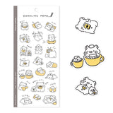 Immerse yourself in the relaxing daily life of Muffinmaru and Devyegg with our Doodling Memo sticker sheet. Featuring loose outlines, these stickers are perfect for adding a touch of charm to your diaries, memos, or notes. This sticker sheet is designed to create a stress-free space. Let these little doodles create a soothing atmosphere wherever you go.&nbsp;

Dimensions: 3.5" x 7.8" (9cm x 20cm)
Material: PET
Quantity: 1 sheet