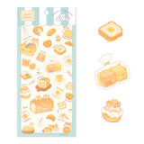 The Happy Bakery sticker collection features Muffinmaru and friends alongside delicious baked goods. This sticker sheet is filled with freshly baked bread, perfect for adding a sprinkle of cuteness to your planner or journal.

Dimensions: 3.5" x 7.8" (9cm x 20cm)
Material: PET
Quantity: 1 sheet