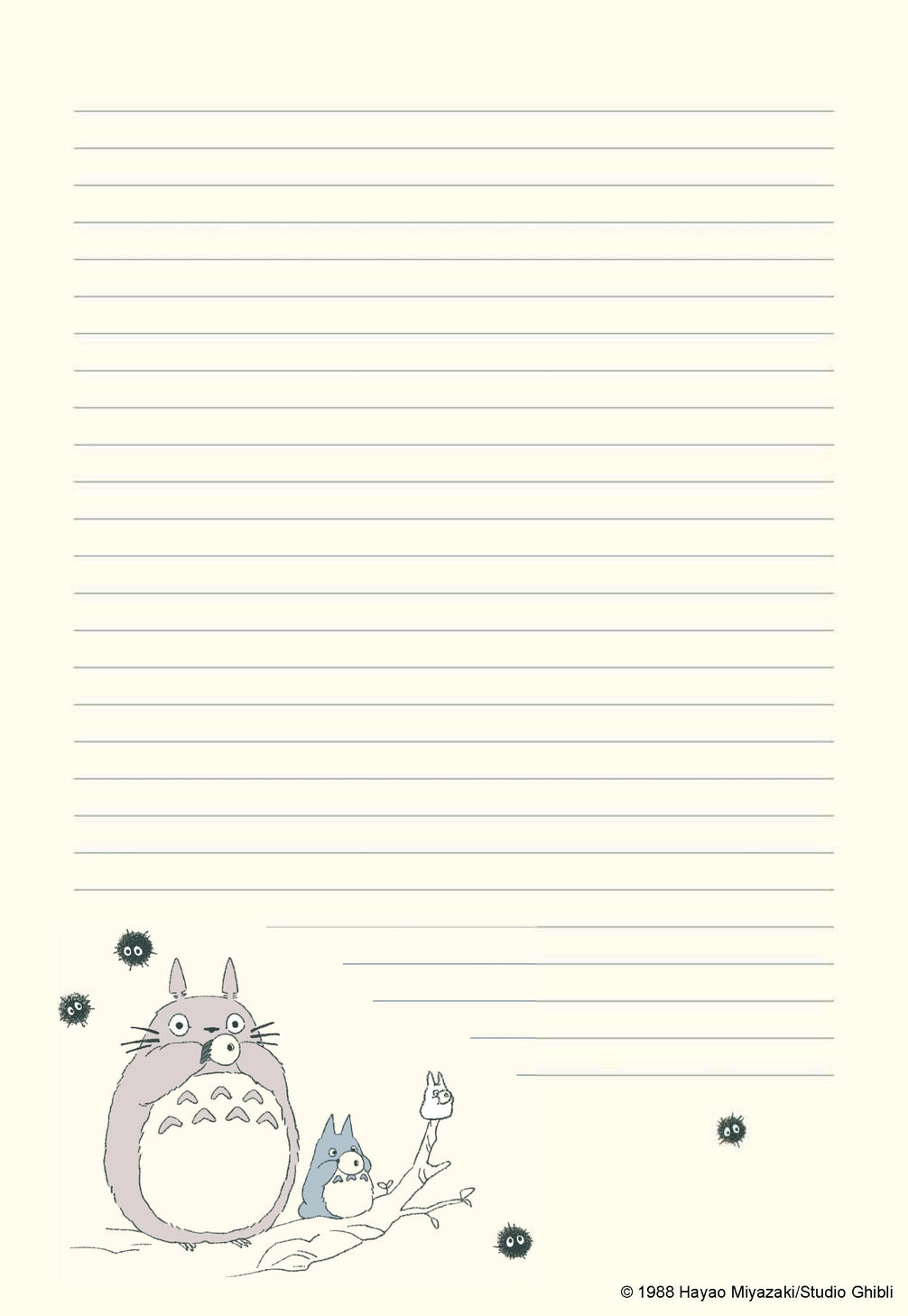 With 30 letter writing sheets (5 each of 6 unique designs) featuring iconic characters and scenes from the film, 30 coordinating envelopes, and two sticker sheets (envelope closures), this set is a lovely way to add a touch of whimsy to your correspondence.

Makes an outstanding gift for My Neighbor Totoro fans and anyone who loves Japanese art, stationery, and pop culture.