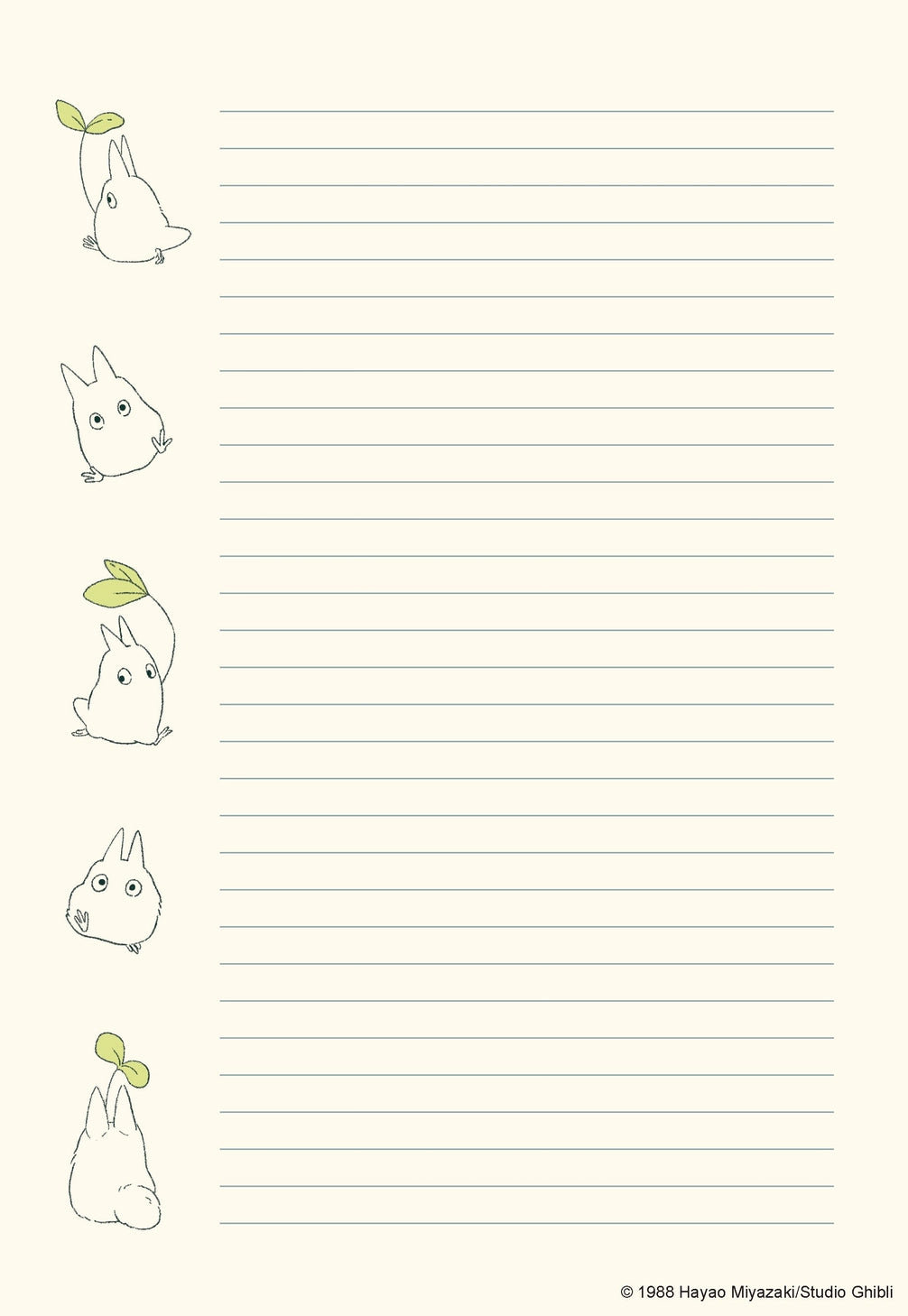 With 30 letter writing sheets (5 each of 6 unique designs) featuring iconic characters and scenes from the film, 30 coordinating envelopes, and two sticker sheets (envelope closures), this set is a lovely way to add a touch of whimsy to your correspondence.

Makes an outstanding gift for My Neighbor Totoro fans and anyone who loves Japanese art, stationery, and pop culture.