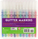 Add sparkle to your art projects with Glitter Markers in 12 dazzling colors!

Ultra-glittery markers! Fine 0.7mm bullet tips. Water-based ink. 12 vibrant colors. Inks look best on light-colored backgrounds.

TO START INK FLOW: Gently shake marker. Uncap. Press tip down against a surface until ink flows to tip, then draw. Recap marker right away when finished.

Each marker measures 5-1/4'' in length.
Set comes in a sturdy plastic storage case that keeps markers safe and organized on the go.
Case measures 6''