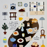 Bring the calm, cozy charm of a quiet café into your journal or planner with the Cafe Blue sticker sheet from Suatelier. Featuring soft blue tones and whimsical illustrations, this sheet captures the peaceful mood of slow mornings, warm drinks, and gentle everyday moments. Known for their soft colors and playful aesthetic, Suatelier stickers add an instant dose of warmth and whimsy wherever you place them.

Package measures approx. 8" x 3.5"
Includes 1 sticker sheet