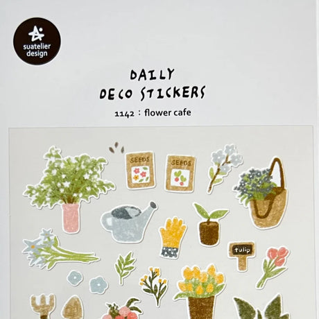 Suatelier Sticker Sheet - Flower Cafe

The Flower Cafe sticker sheet from Suatelier captures the soft, inviting atmosphere of a floral‑themed café—perfect for adding a gentle, aesthetic touch to your journal, planner, or happy mail. Known for their soft colors and playful aesthetic, Suatelier stickers add an instant dose of warmth and whimsy wherever you place them.

Package measures approx. 8" x 3.5"
Includes 1 sticker sheet