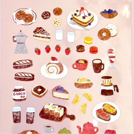 Celebrate your love of delicious eats with the Food Trip #4 sticker sheet from Suatelier. Filled with charming illustrations of tasty treats and foodie moments. Known for their soft colors and playful aesthetic, Suatelier stickers add an instant dose of warmth and whimsy wherever you place them.

• This package includes 1&nbsp;sheet of sticker
• Package measures approx. 8" x 3.5"