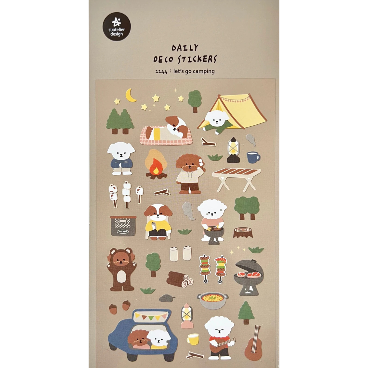 Suatelier Sticker Sheet - Let's Go Camping

Bring the magic of the outdoors into your journal or planner with the Let’s Go Camping sticker sheet from Suatelier. Filled with charming illustrations of tents, campfires, nature scenes, and cozy adventure moments, this sheet captures the joy of escaping into the wild. Known for their soft colors and playful aesthetic, Suatelier stickers add an instant dose of warmth and whimsy wherever you place them.

Package measures approx. 8" x 3.5"
Includes 1 sticker sheet