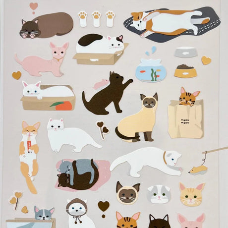 Bring a burst of playful kitty charm to your journal, planner, or happy mail with the Meow sticker sheet from Suatelier. Featuring adorable cat illustrations in soft, cozy colors, this sheet captures all the sweet, silly moments that make cats so lovable. Known for their soft colors and playful aesthetic, Suatelier stickers add an instant dose of warmth and whimsy wherever you place them.

Package measures approx. 8" x 3.5"
Includes 1 sticker sheet