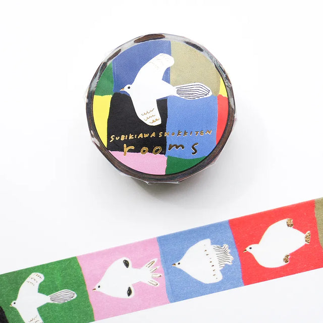 Cozyca Products - Subikiawa Washi Tape - Rooms

Masking tape by Subikiawa., an artist who creates illustrations and paints glass tableware.
There are plenty of Tori living in the colorful room. Accented with glittering gold foil. Please try to find your favorite one!

20mm wide x 5m long