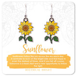 Sunflower Dangle Earrings Silver Plated